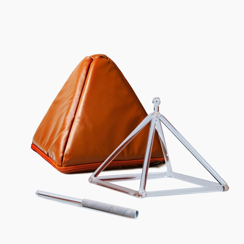 TOPFUND Crystal Singing Pyramid 4.5 inch with Carrying Case and Quartz Suede Mallet - Image 1